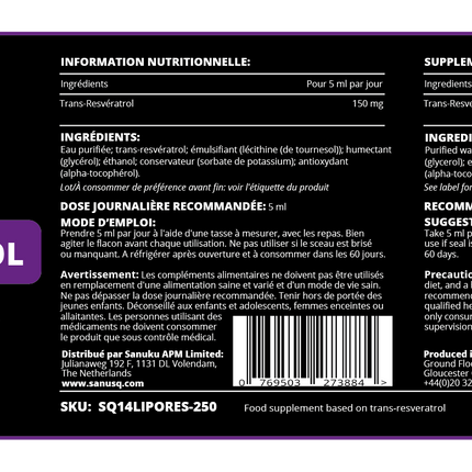Liposomale Trans-Resveratrol – 250ml  SANUSq Health